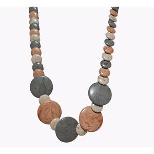 Vintage Boho Faux Stone Overlapping Acrylic Disc Bead Necklace Fashion Jewelry